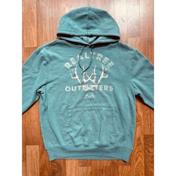 Realtree Outfitters Turquoise Hoodie MED Pullover Teal Blue EUC Hunting - Picture 2 of 10